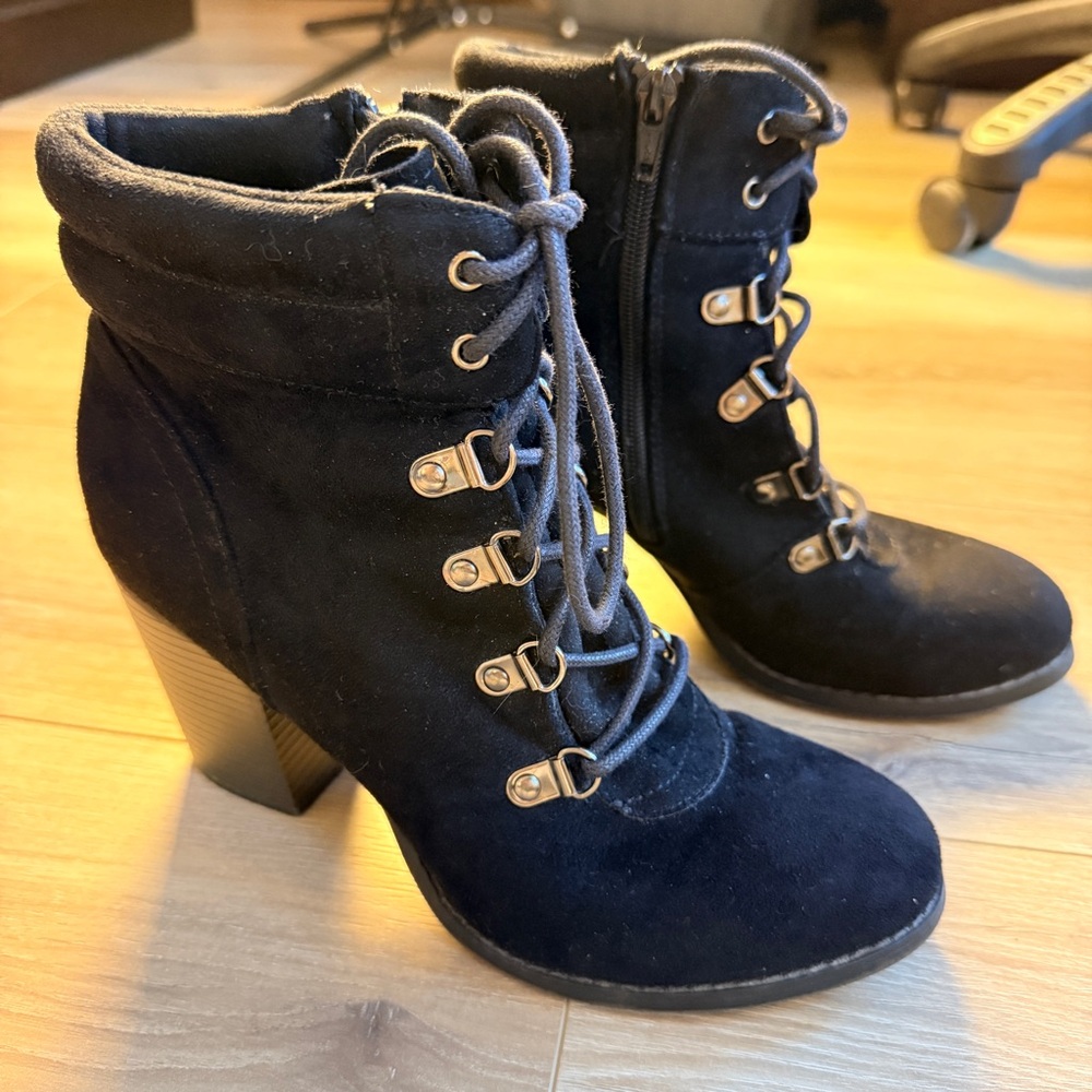 Candie's Black Lace Up Booties